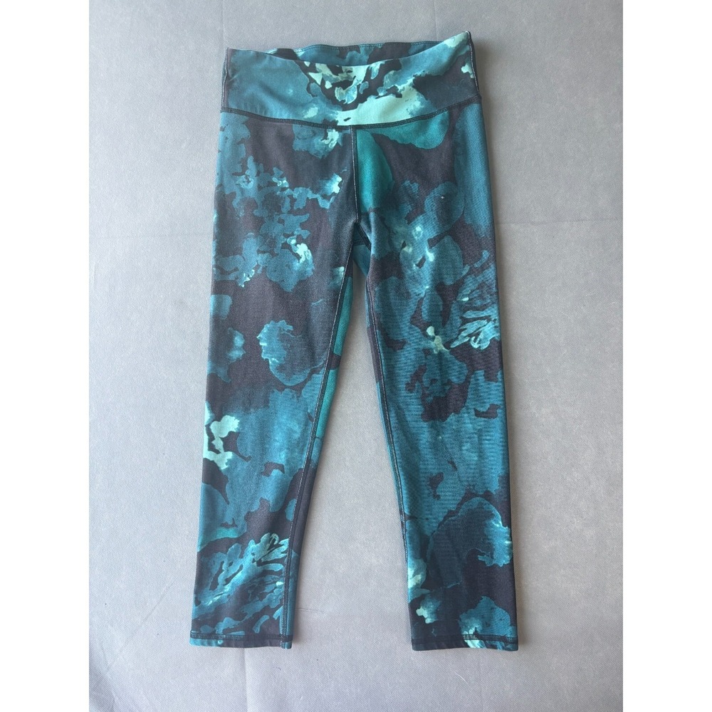 Fabletics Legging Women's 26 Teal Printed Elastic Waist Performance Fitted